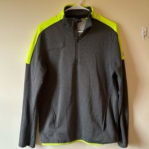 Under Armour men’s quarter zip - size medium - gray with neon yellow accents